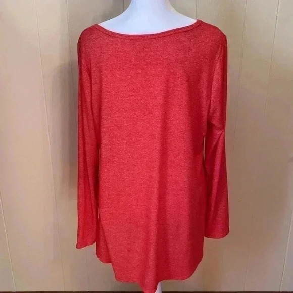 LuLaRoe Orange Heathered Long Sleeve High/Low Hem Large Tunic T-Shirt. - Picture 4 of 10